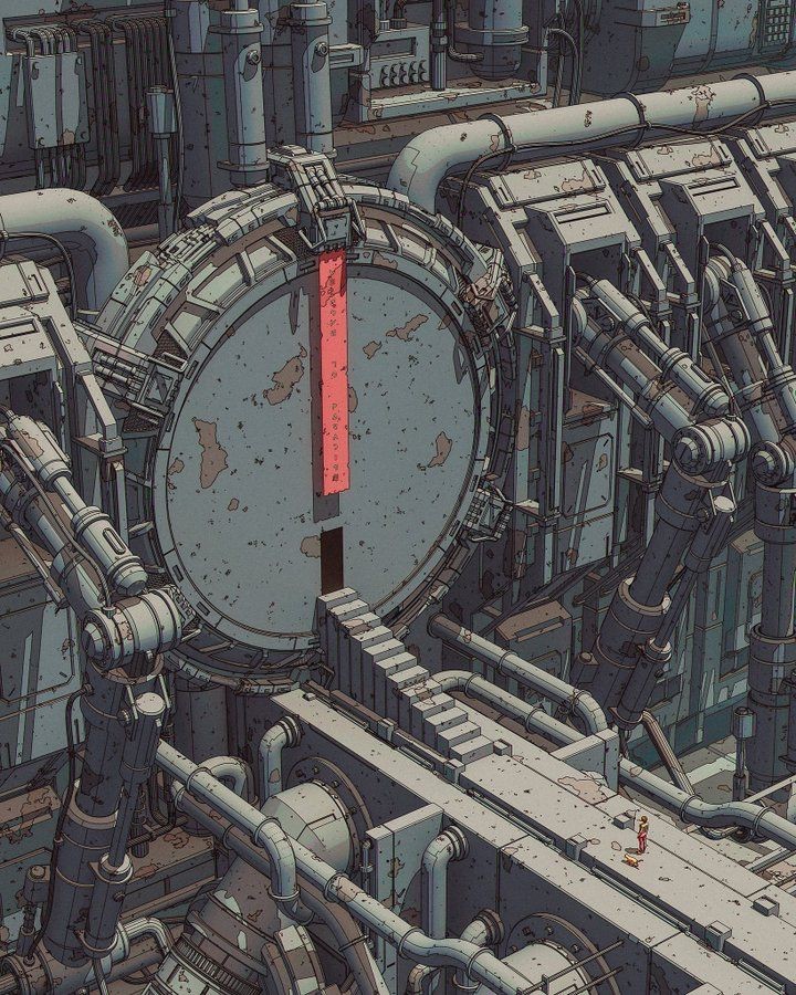 robot factory map, carte de JDR science-fiction (720×900 pixels) — battlemap pour Roll20 et Foundry VTT.