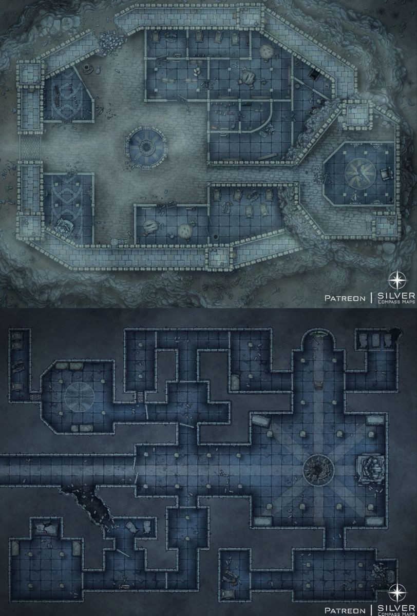 ruined skyscraper map, carte de JDR post-apocalyptique (812×1200 pixels) — battlemap pour Roll20 et Foundry VTT.