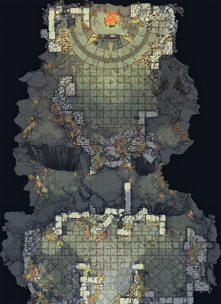 ruins map dnd, carte de JDR fantasy (736×1012 pixels) — battlemap pour Roll20 et Foundry VTT.