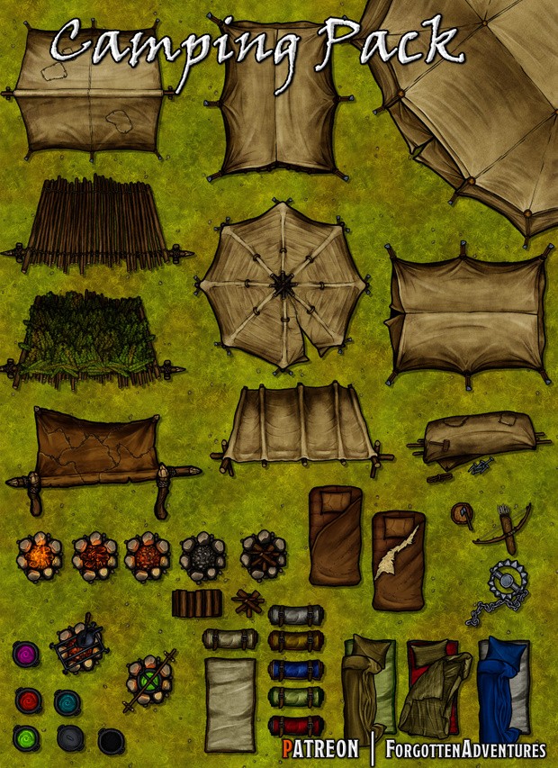 scavenger camp map, carte de JDR post-apocalyptique (620×853 pixels) — battlemap pour Roll20 et Foundry VTT.