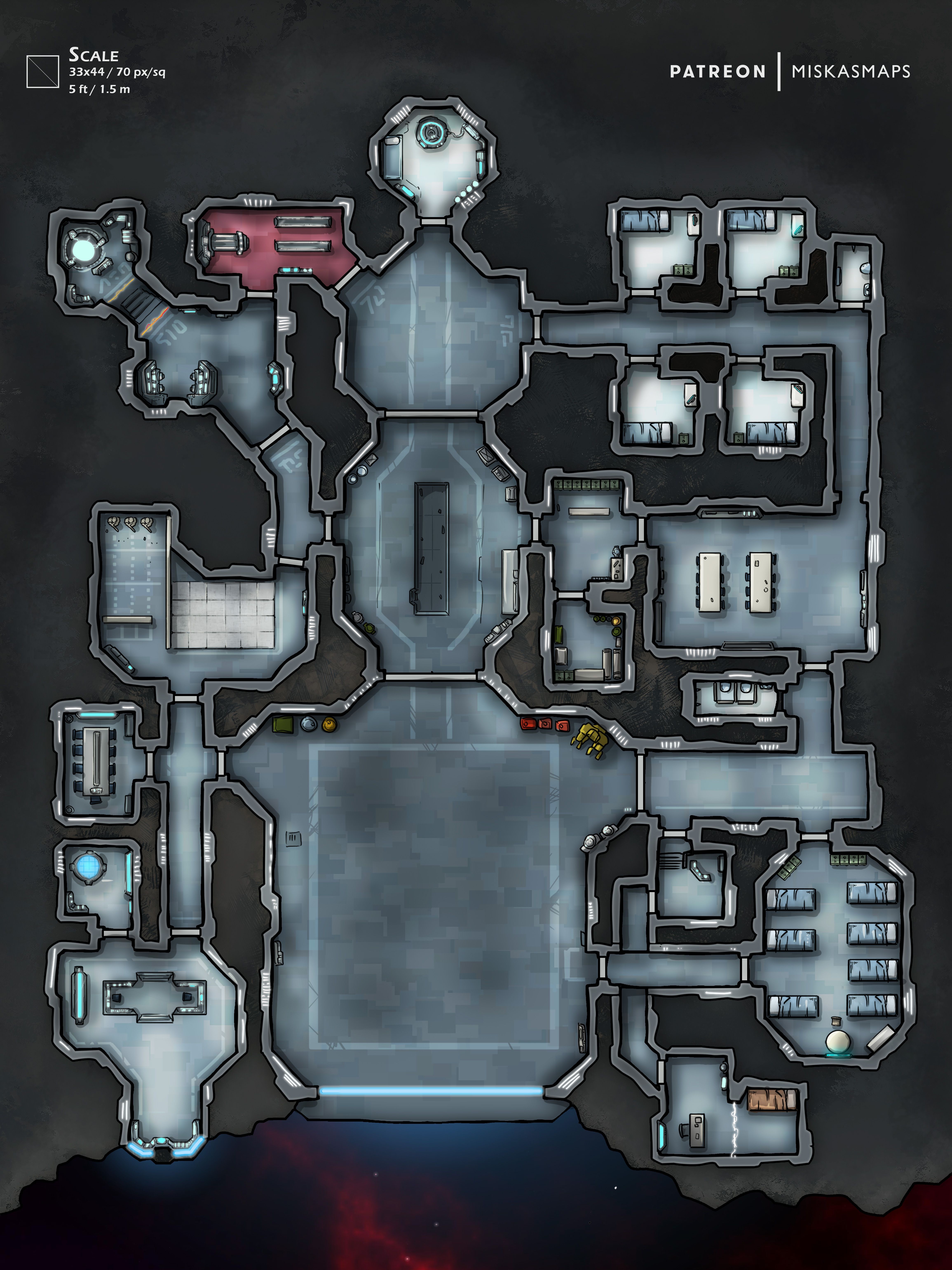 sci-fi base map, carte de JDR science-fiction (4620×6160 pixels) — battlemap pour Roll20 et Foundry VTT.
