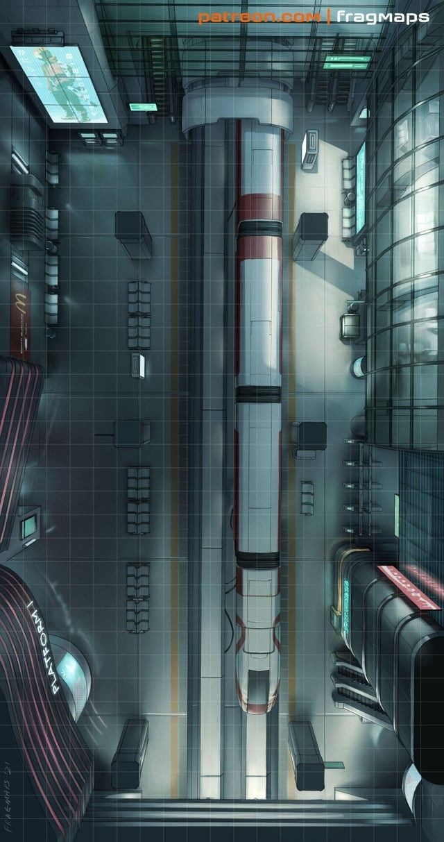 sci-fi base map, carte de JDR science-fiction (640×1213 pixels) — battlemap pour Roll20 et Foundry VTT.