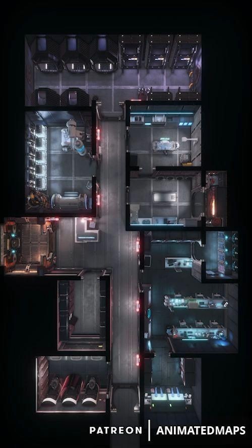 sci-fi base map, carte de JDR science-fiction (500×888 pixels) — battlemap pour Roll20 et Foundry VTT.