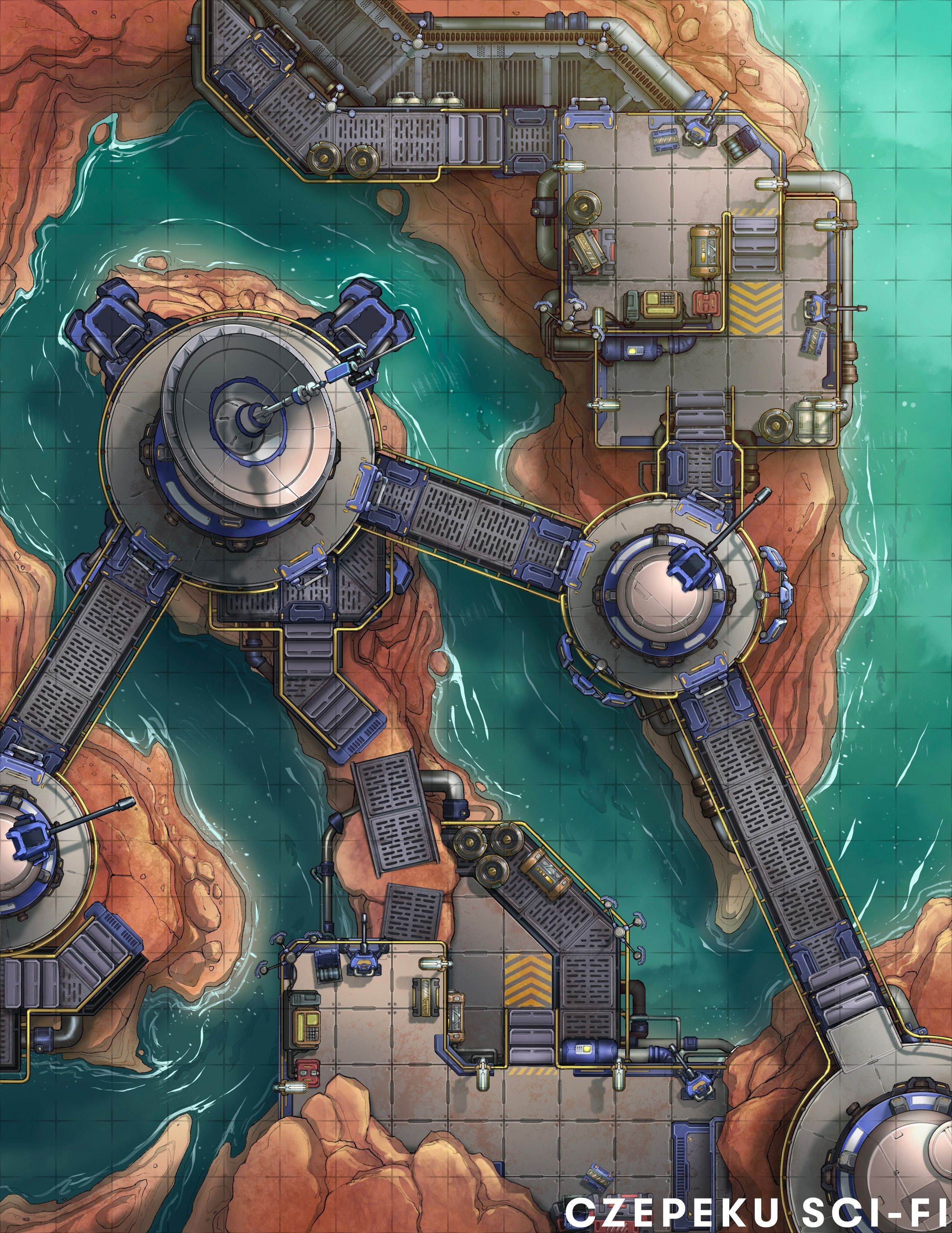 sci-fi base map, carte de JDR science-fiction (2380×3080 pixels) — battlemap pour Roll20 et Foundry VTT.