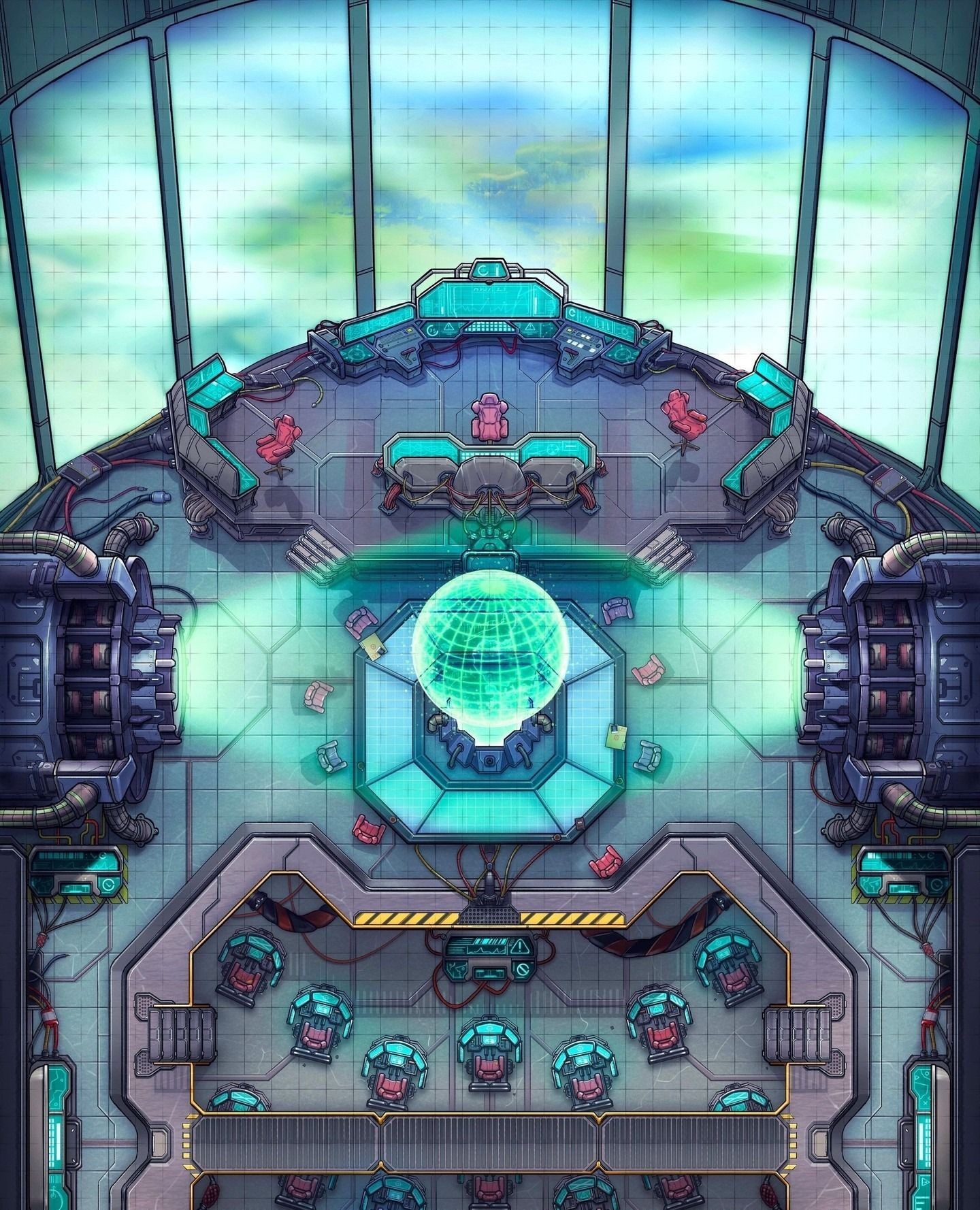 sci-fi base map, carte de JDR science-fiction (1440×1778 pixels) — battlemap pour Roll20 et Foundry VTT.