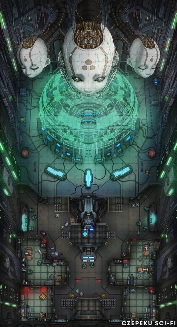 sci-fi base map, carte de JDR science-fiction (620×1145 pixels) — battlemap pour Roll20 et Foundry VTT.