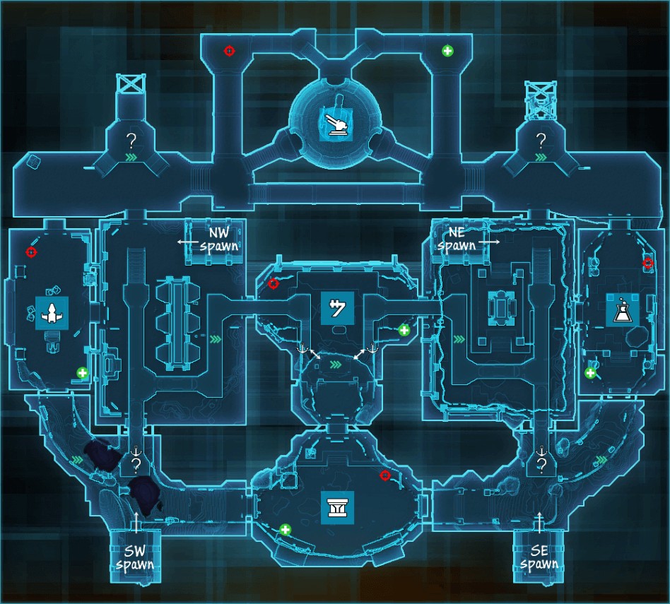 sci-fi corridor map, carte de JDR science-fiction (948×855 pixels) — battlemap pour Roll20 et Foundry VTT.