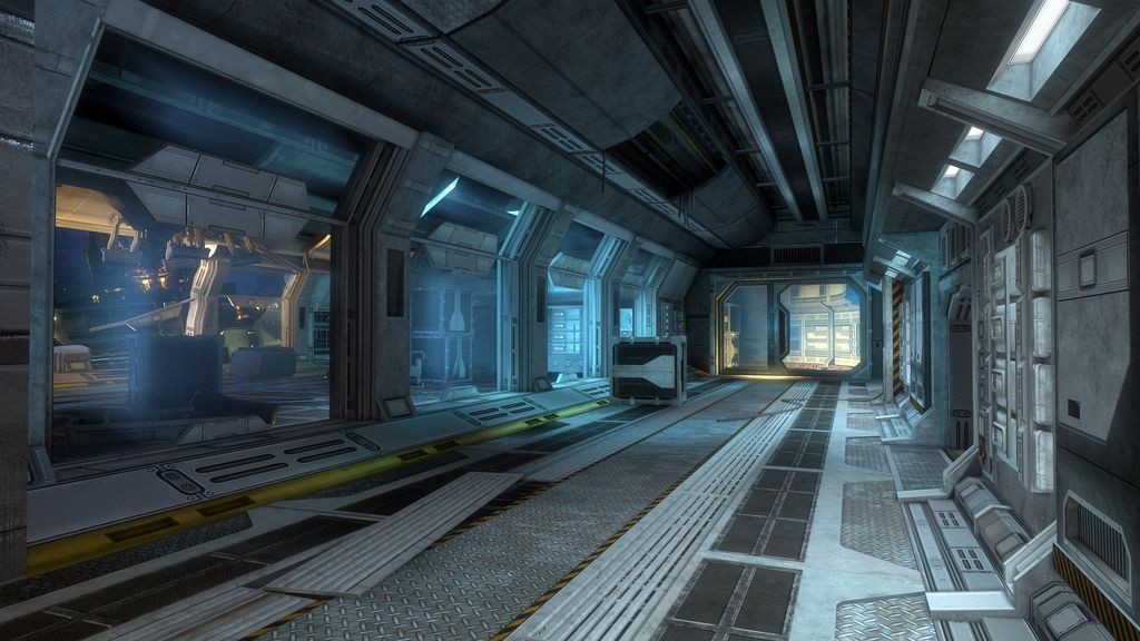 sci-fi corridor map, carte de JDR science-fiction (1024×576 pixels) — battlemap pour Roll20 et Foundry VTT.