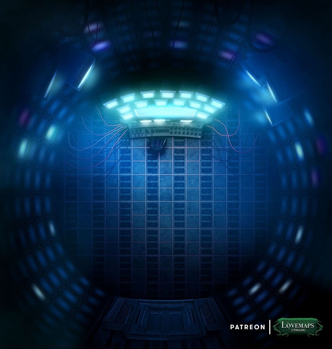 sci-fi prison map, carte de JDR science-fiction (1143×1200 pixels) — battlemap pour Roll20 et Foundry VTT.