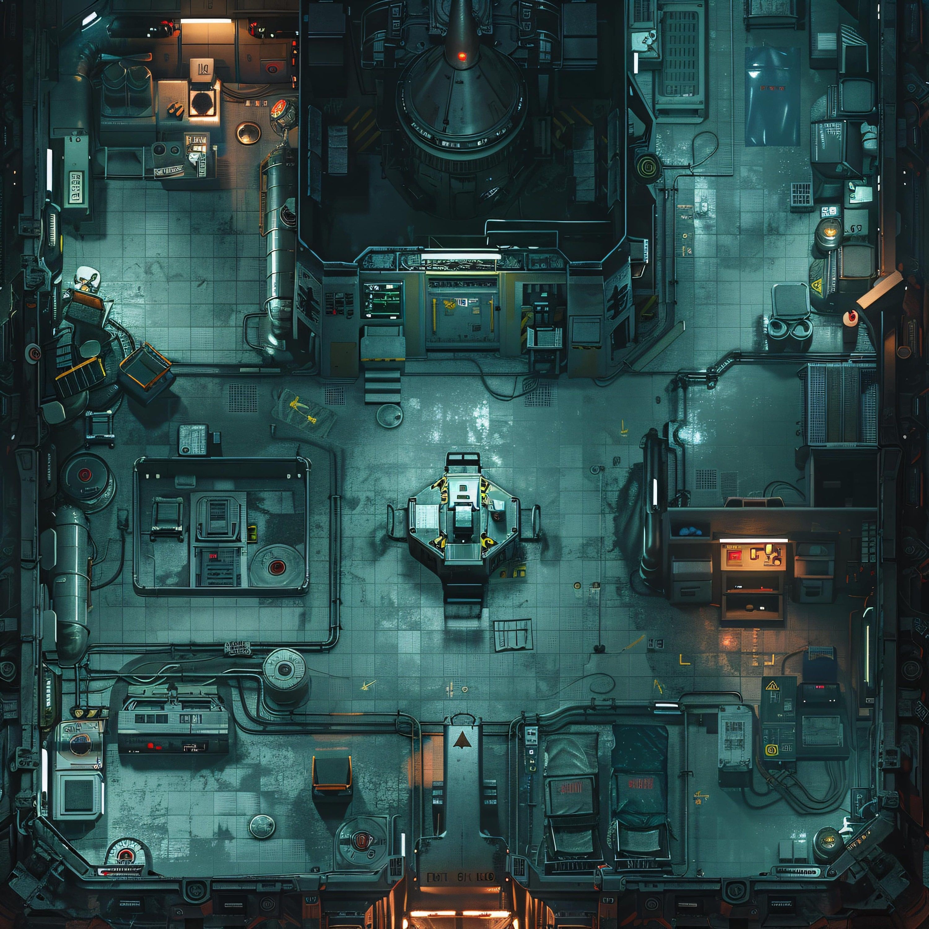 sci-fi research lab map, carte de JDR science-fiction (3000×3000 pixels) — battlemap pour Roll20 et Foundry VTT.