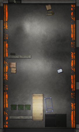 sci-fi warehouse map, carte de JDR science-fiction (271×450 pixels) — battlemap pour Roll20 et Foundry VTT.