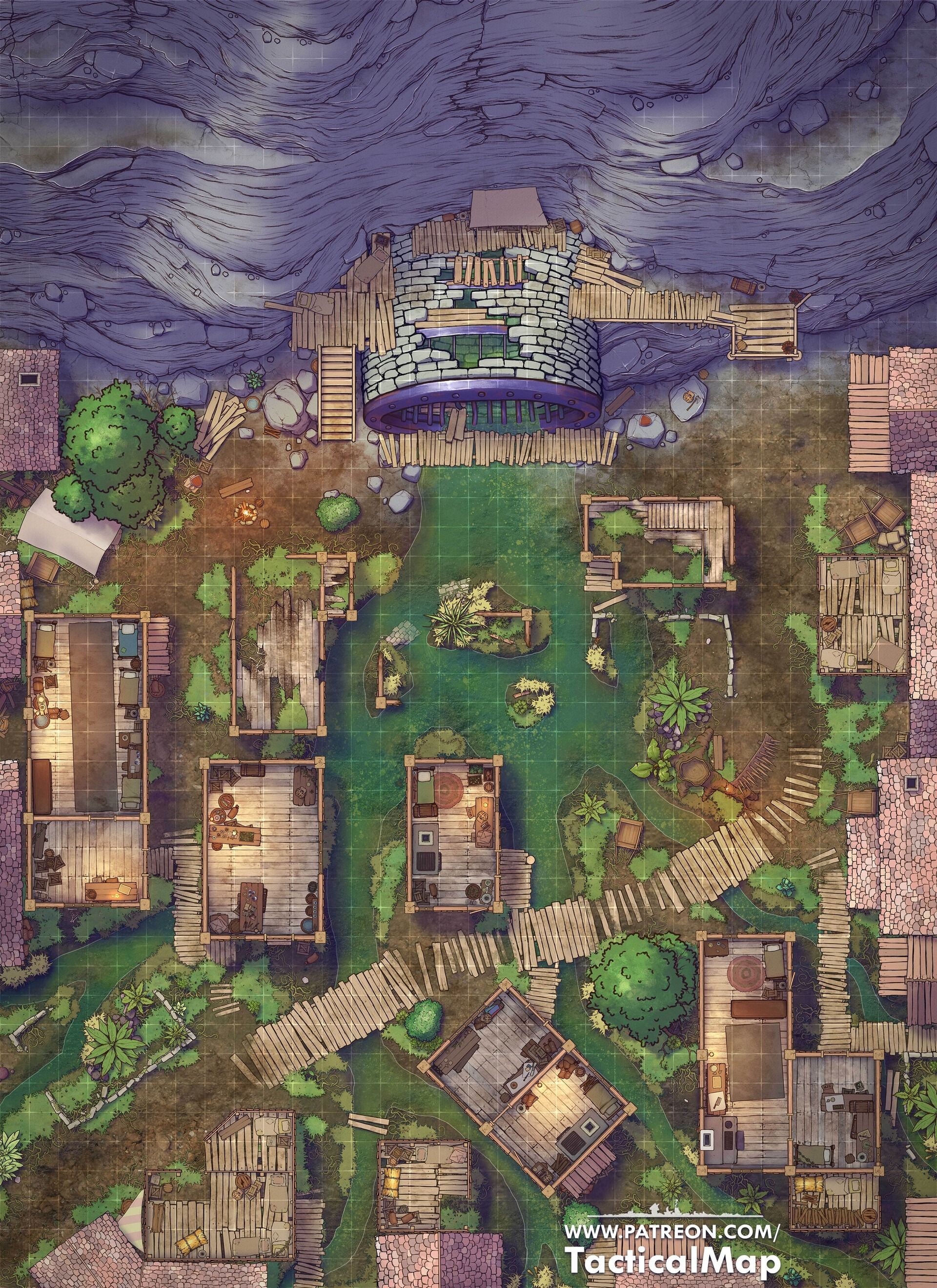 sewer map dnd, carte de JDR fantasy (1920×2640 pixels) — battlemap pour Roll20 et Foundry VTT.