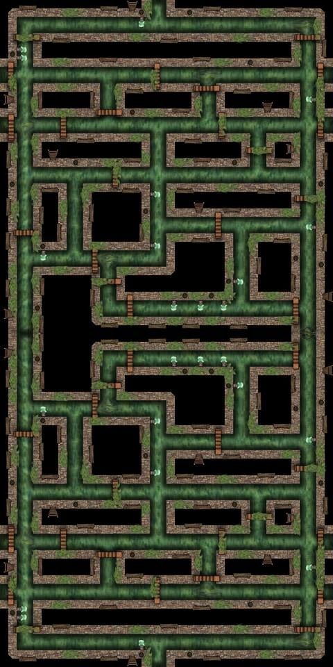 sewer map dnd, carte de JDR fantasy (480×960 pixels) — battlemap pour Roll20 et Foundry VTT.