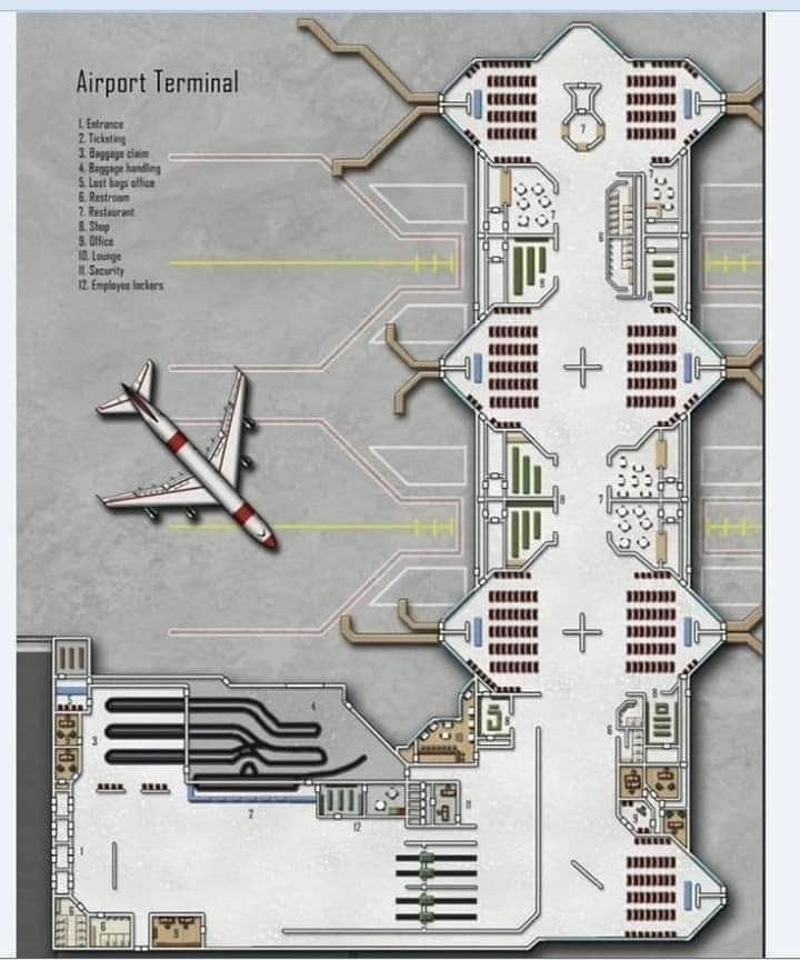 space hangar map, carte de JDR science-fiction (720×864 pixels) — battlemap pour Roll20 et Foundry VTT.