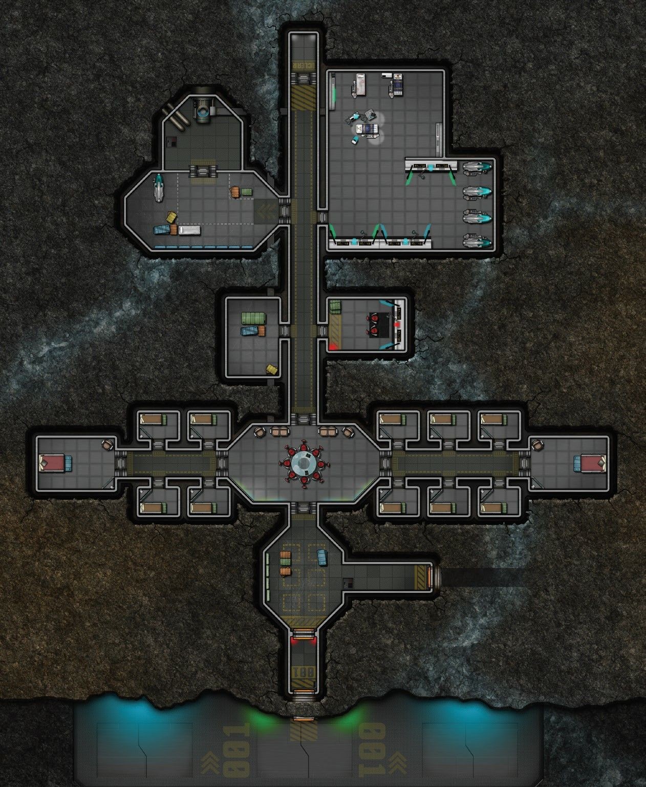 space marine base map, carte de JDR science-fiction (1262×1537 pixels) — battlemap pour Roll20 et Foundry VTT.