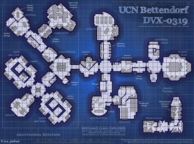 space station map, carte de JDR science-fiction (736×548 pixels) — battlemap pour Roll20 et Foundry VTT.