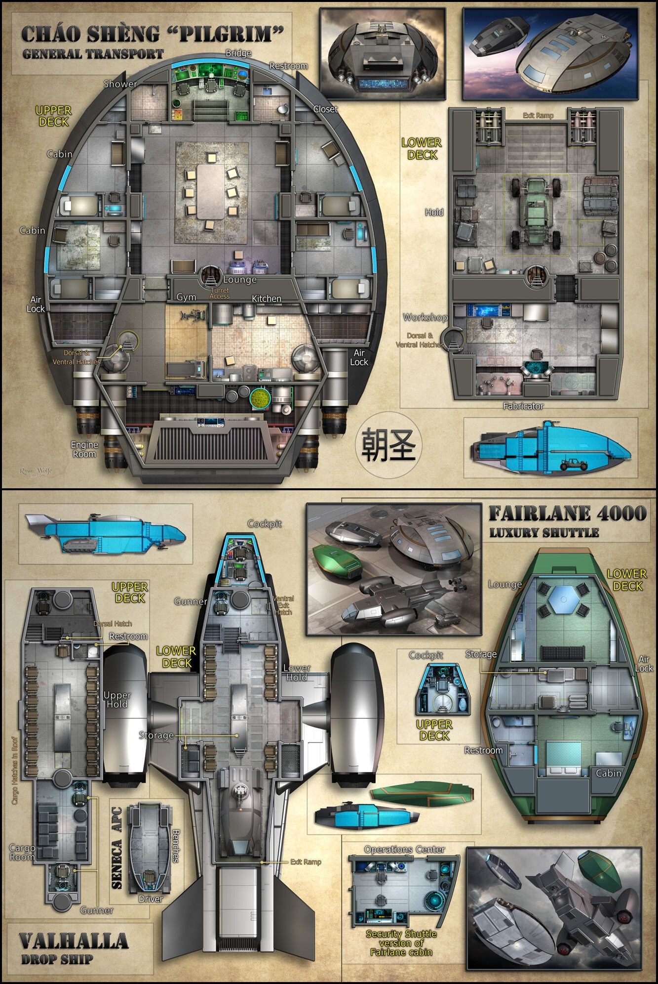 spaceship interior map, carte de JDR fantasy (1333×1991 pixels) — battlemap pour Roll20 et Foundry VTT.