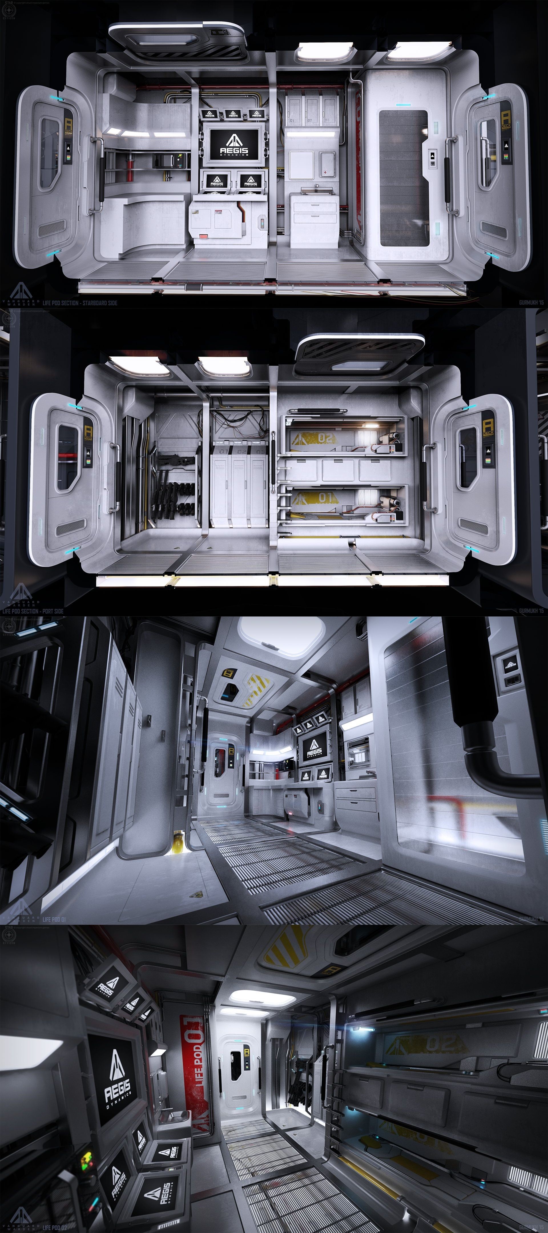 spaceship interior map, carte de JDR fantasy (1920×4320 pixels) — battlemap pour Roll20 et Foundry VTT.