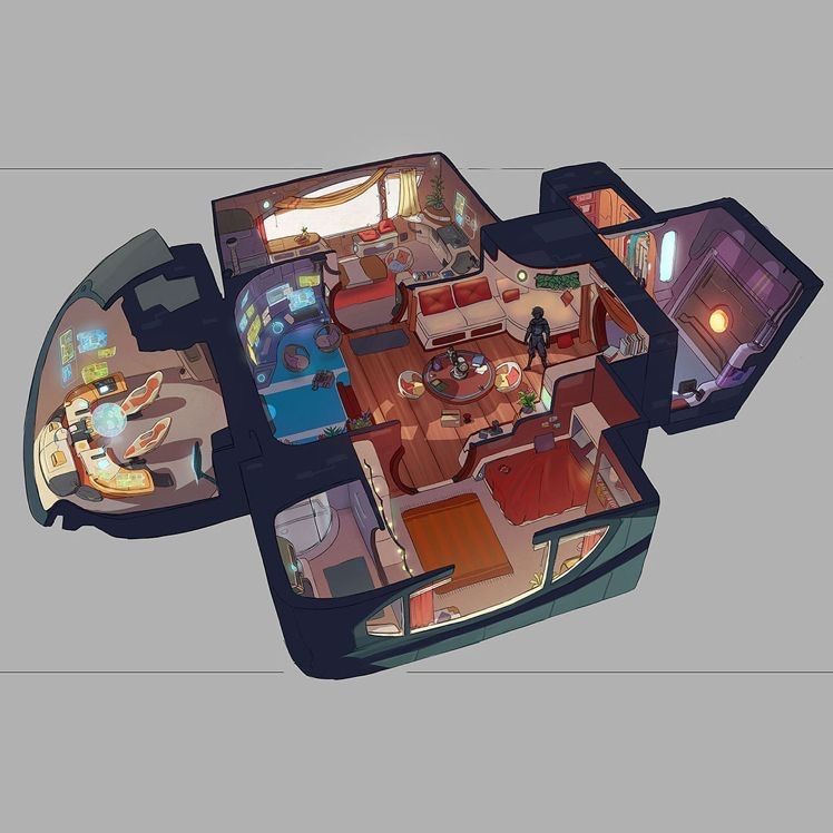 spaceship interior map, carte de JDR fantasy (748×748 pixels) — battlemap pour Roll20 et Foundry VTT.