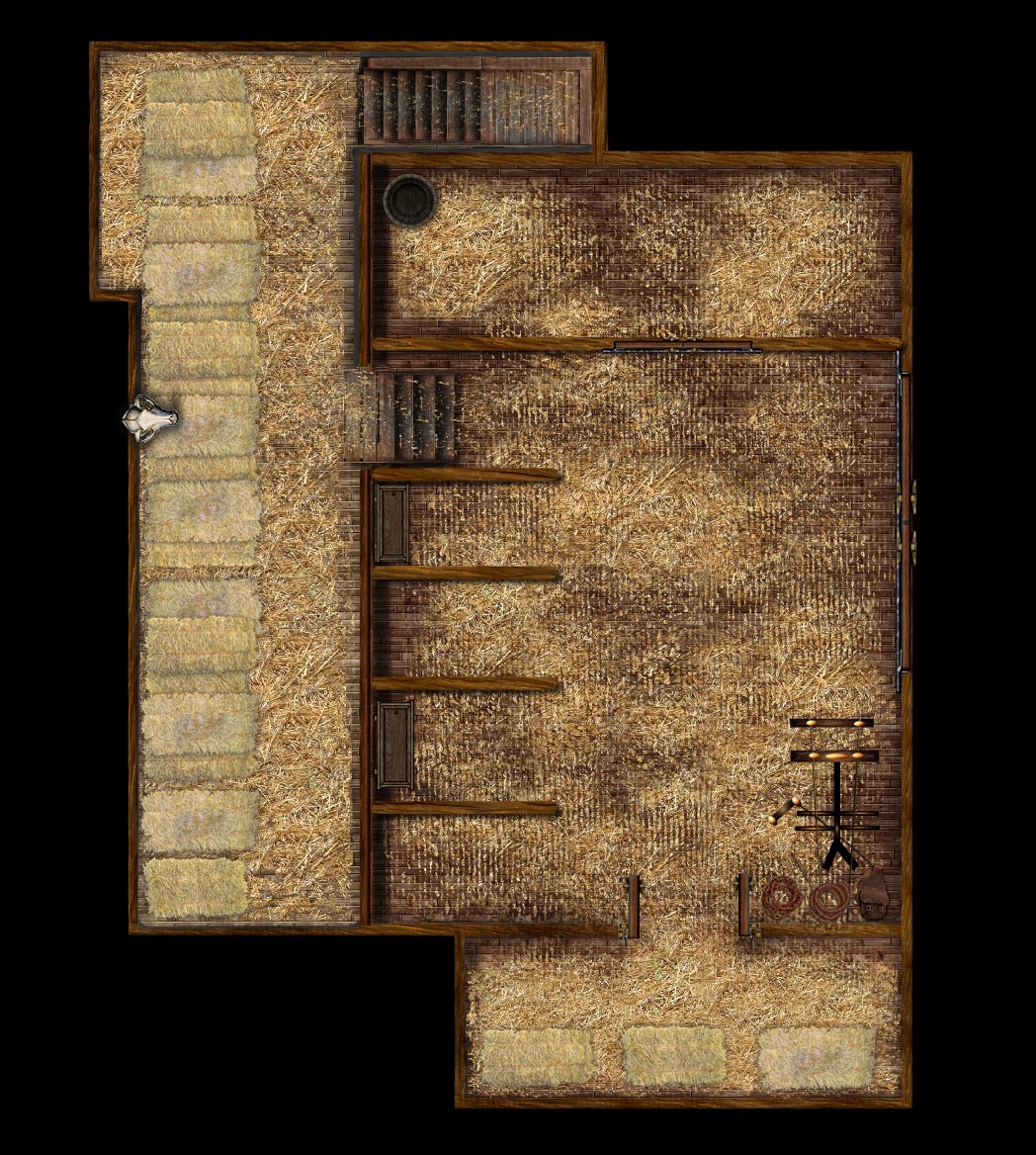 stable map dnd, carte de JDR fantasy (1048×1168 pixels) — battlemap pour Roll20 et Foundry VTT.