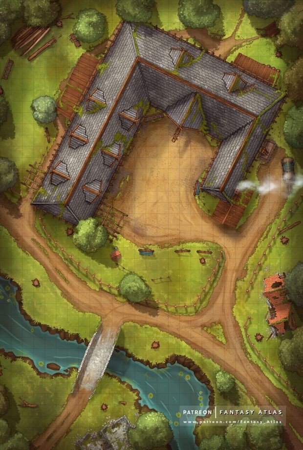 stable map dnd, carte de JDR fantasy (620×919 pixels) — battlemap pour Roll20 et Foundry VTT.