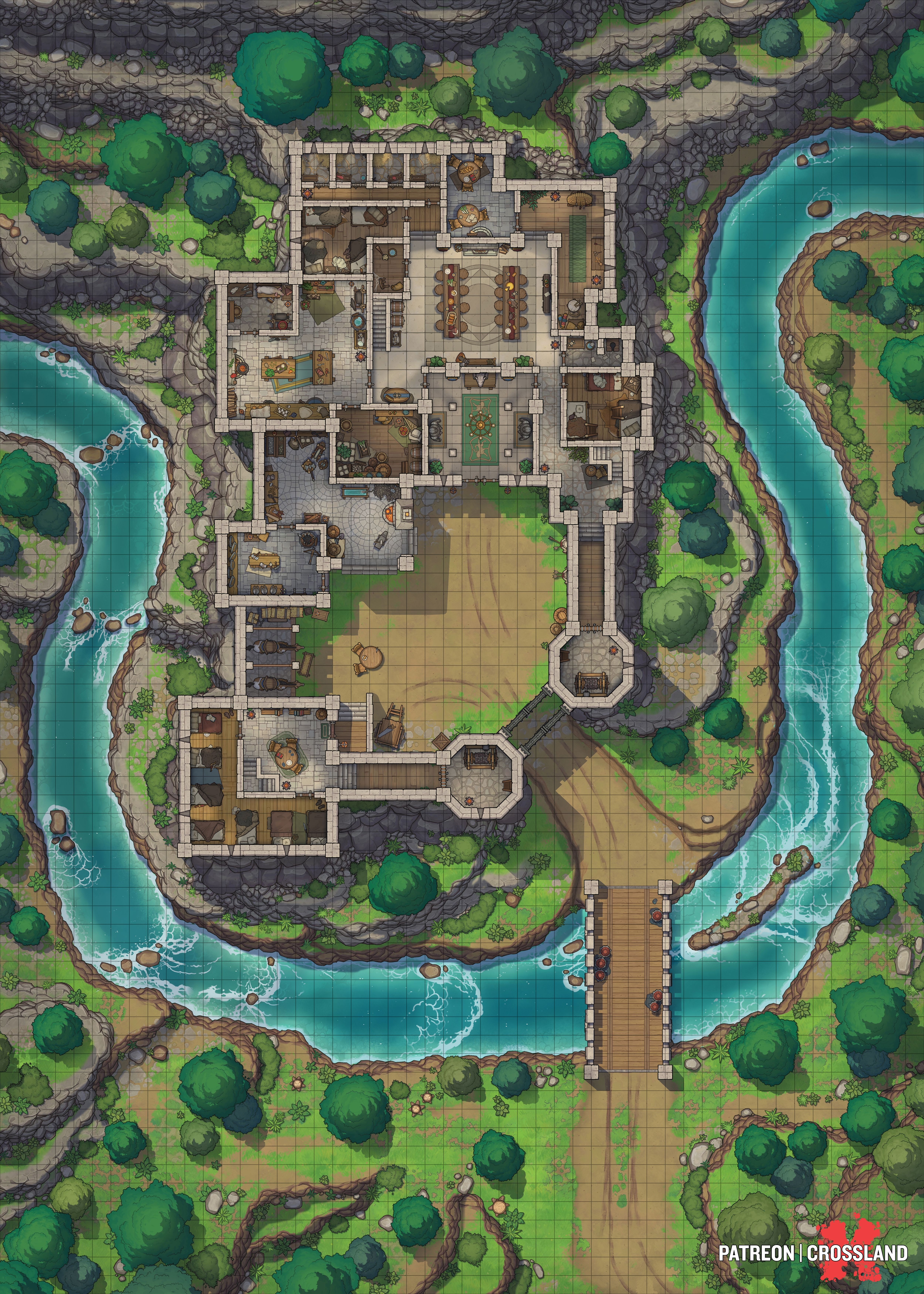 stable map dnd, carte de JDR fantasy (5000×7000 pixels) — battlemap pour Roll20 et Foundry VTT.
