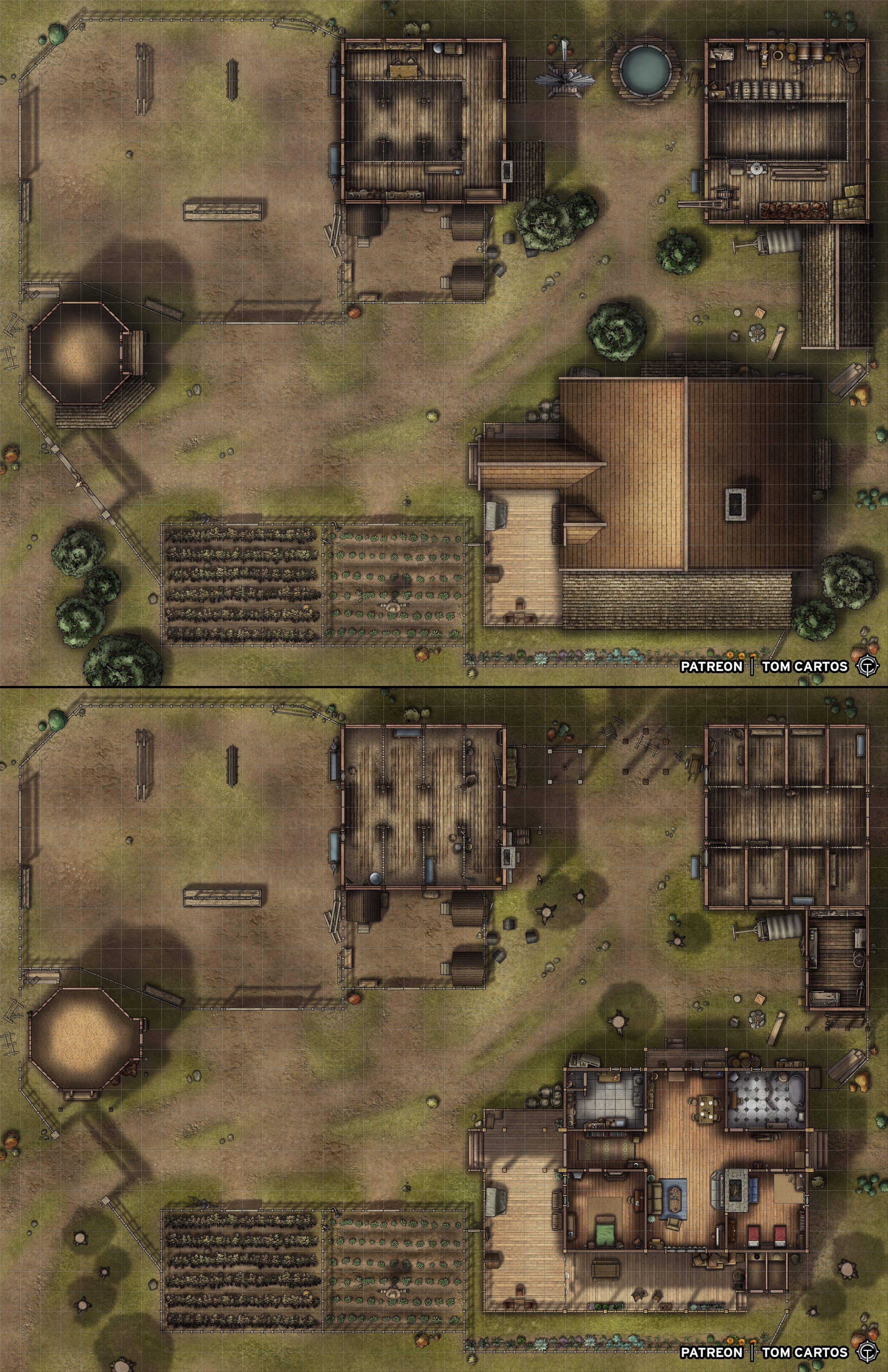 stable map dnd, carte de JDR fantasy (3168×4896 pixels) — battlemap pour Roll20 et Foundry VTT.