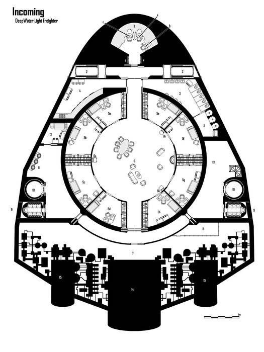 starship deck plan, carte de JDR science-fiction (525×700 pixels) — battlemap pour Roll20 et Foundry VTT.