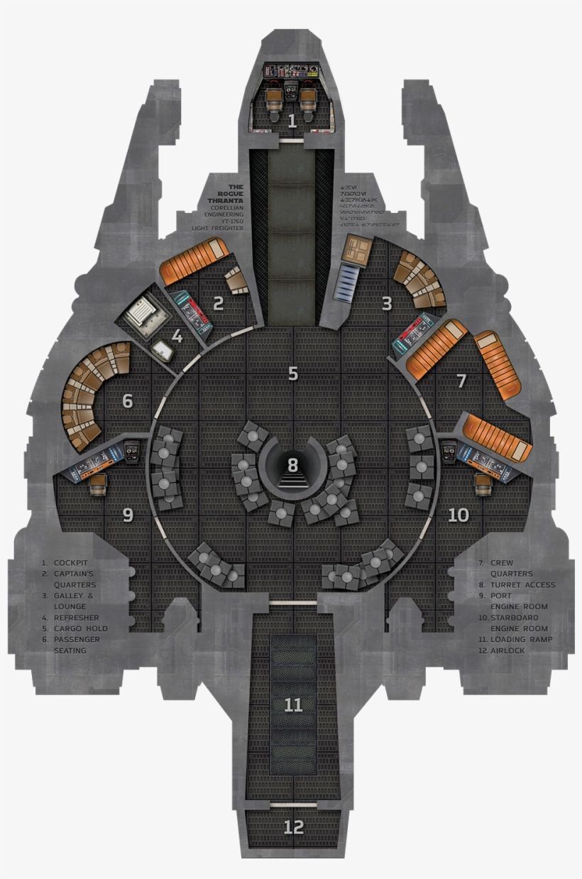 starship deck plan, carte de JDR science-fiction (820×1238 pixels) — battlemap pour Roll20 et Foundry VTT.