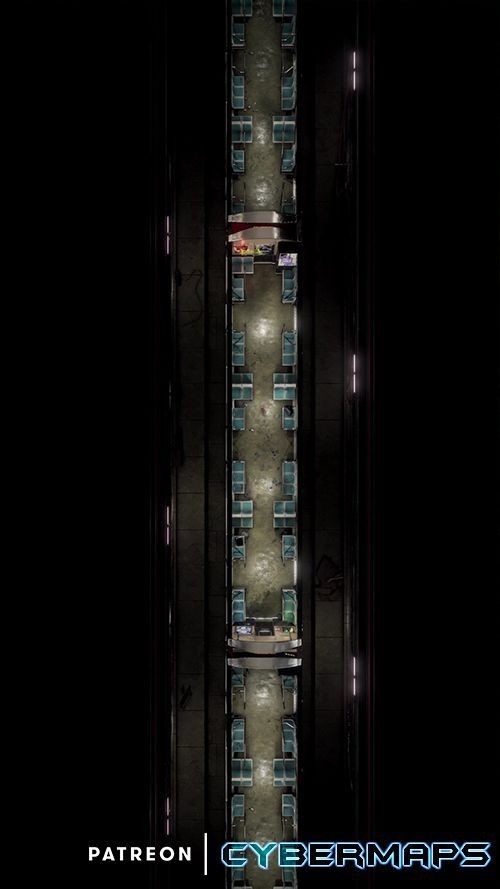 subway tunnel map, carte de JDR moderne (500×889 pixels) — battlemap pour Roll20 et Foundry VTT.