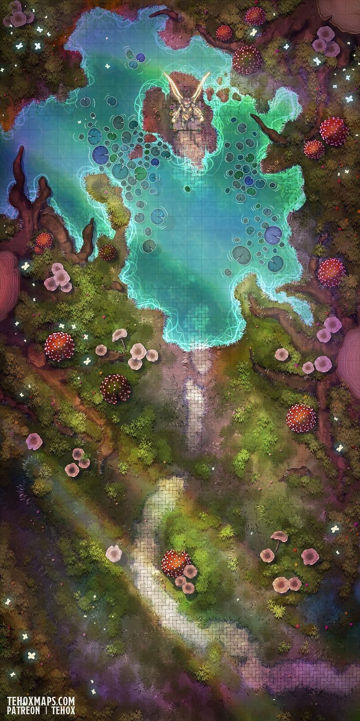 swamp map dnd, carte de JDR fantasy (736×1472 pixels) — battlemap pour Roll20 et Foundry VTT.