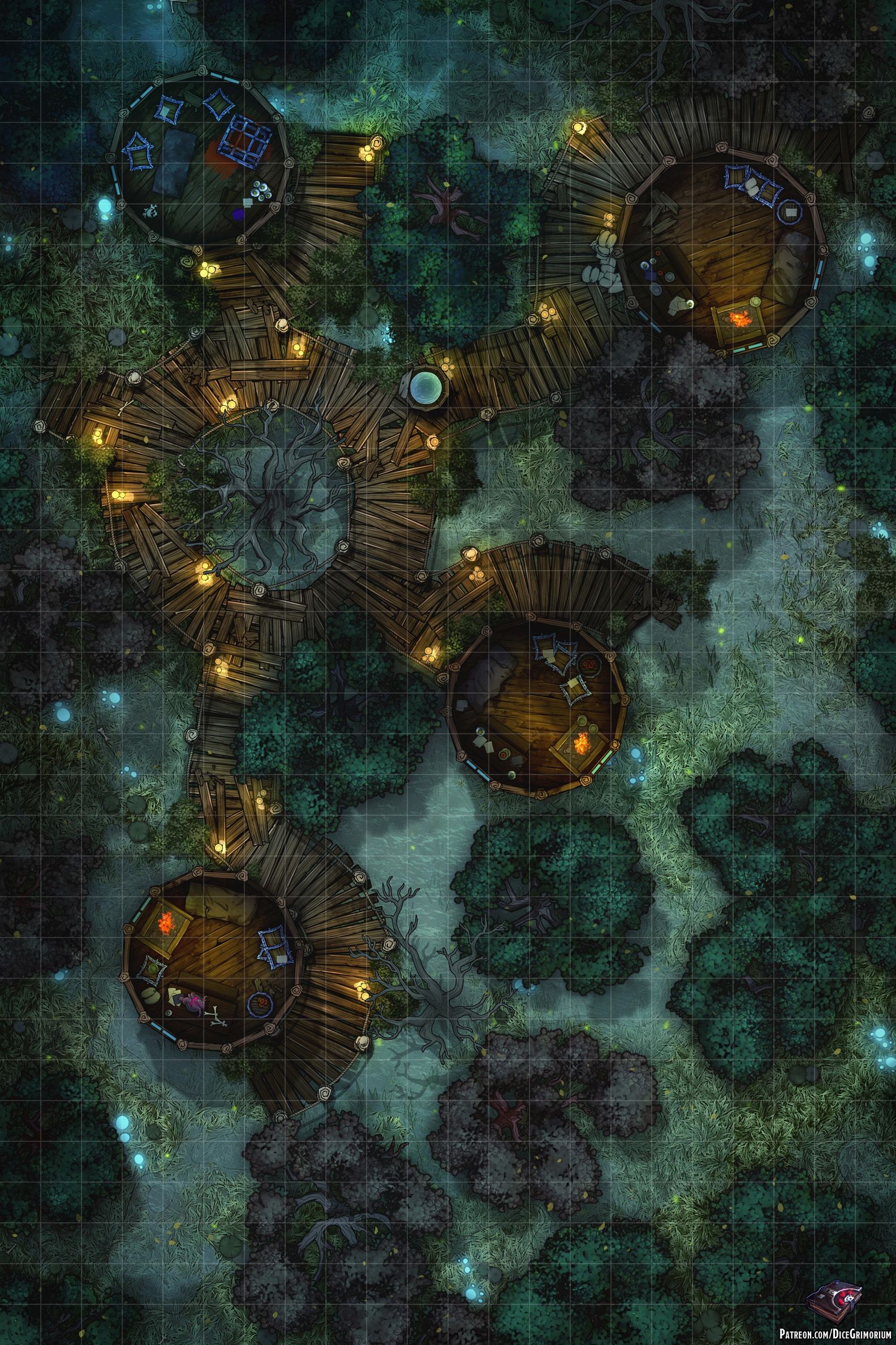 swamp map dnd, carte de JDR fantasy (1584×2376 pixels) — battlemap pour Roll20 et Foundry VTT.