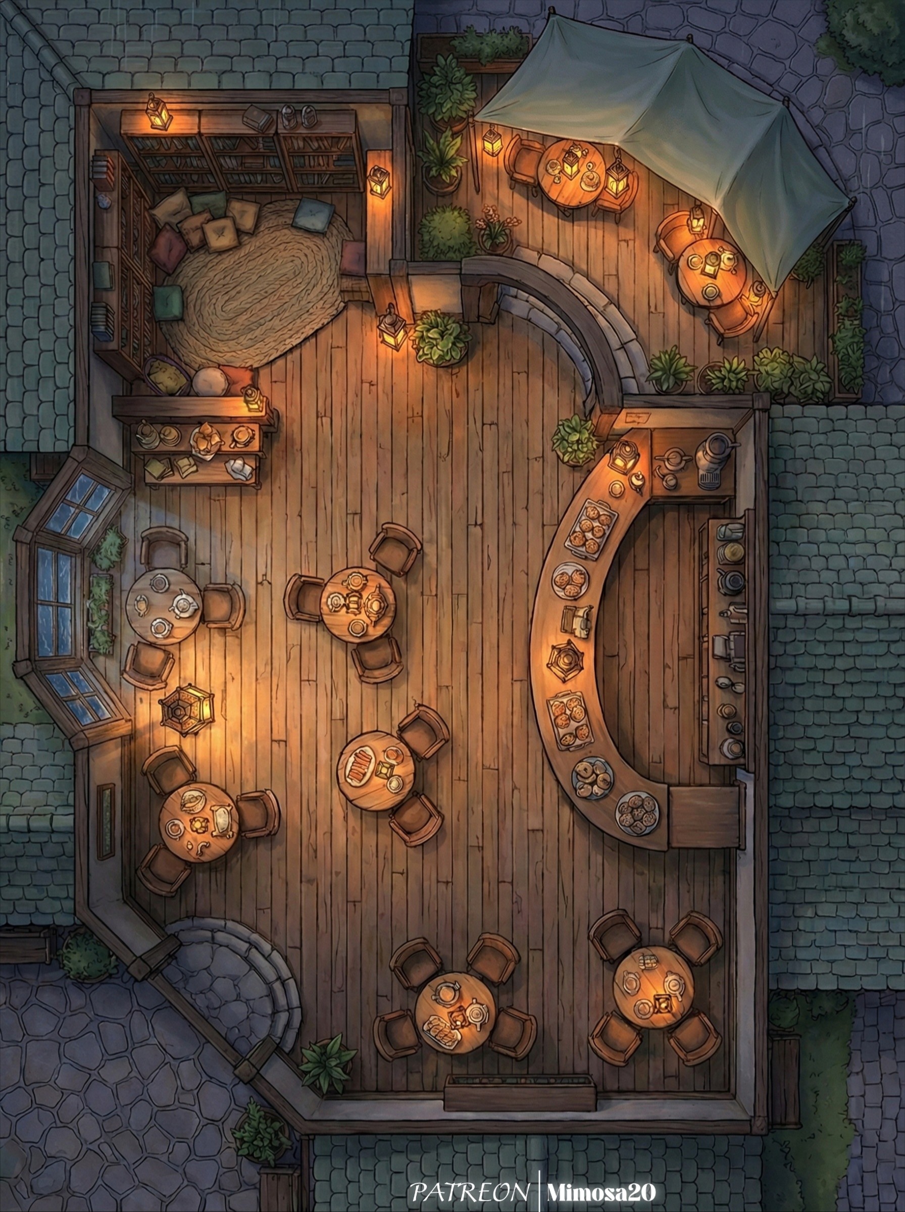 tavern map dnd, carte de JDR fantasy (1792×2400 pixels) — battlemap pour Roll20 et Foundry VTT.