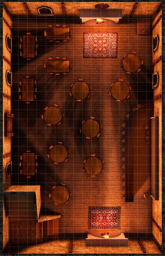 tavern map dnd, carte de JDR fantasy (564×877 pixels) — battlemap pour Roll20 et Foundry VTT.