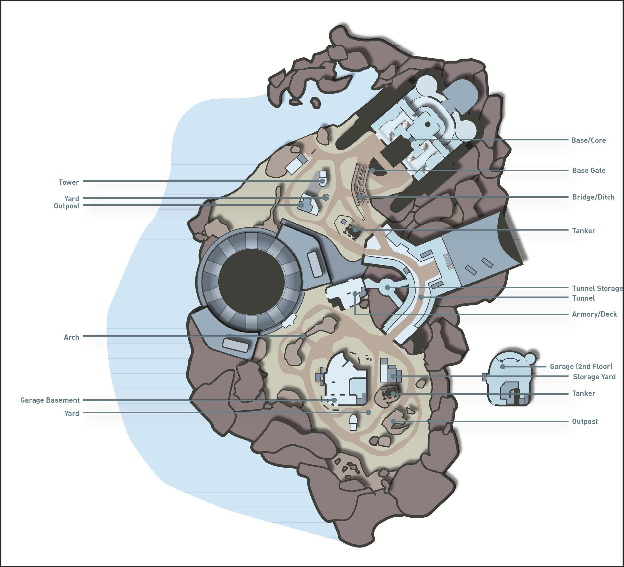 tech outpost map, carte de JDR science-fiction (2113×1918 pixels) — battlemap pour Roll20 et Foundry VTT.