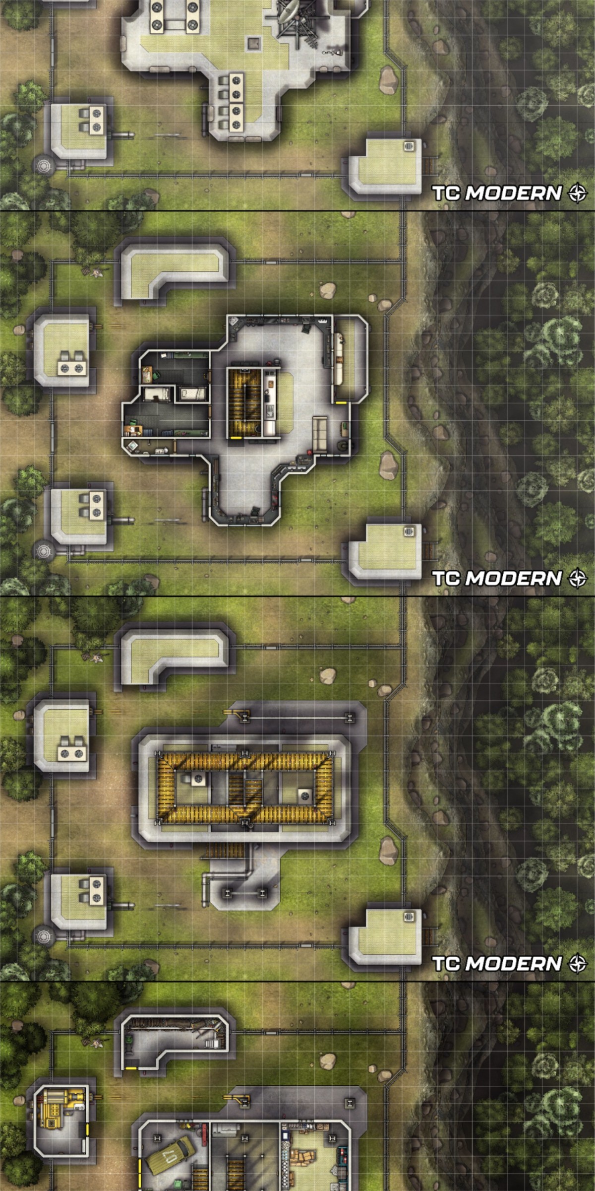 tech outpost map, carte de JDR science-fiction (1200×2400 pixels) — battlemap pour Roll20 et Foundry VTT.