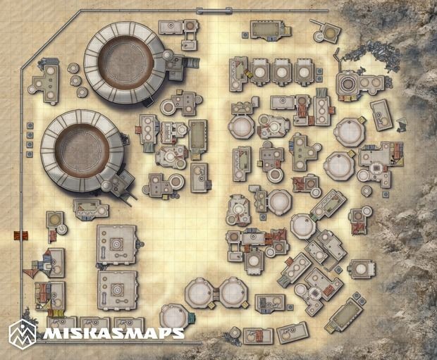 tech outpost map, carte de JDR science-fiction (620×511 pixels) — battlemap pour Roll20 et Foundry VTT.