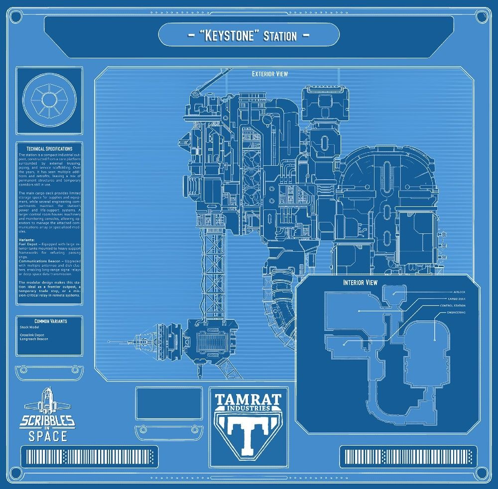 tech outpost map, carte de JDR science-fiction (1000×983 pixels) — battlemap pour Roll20 et Foundry VTT.