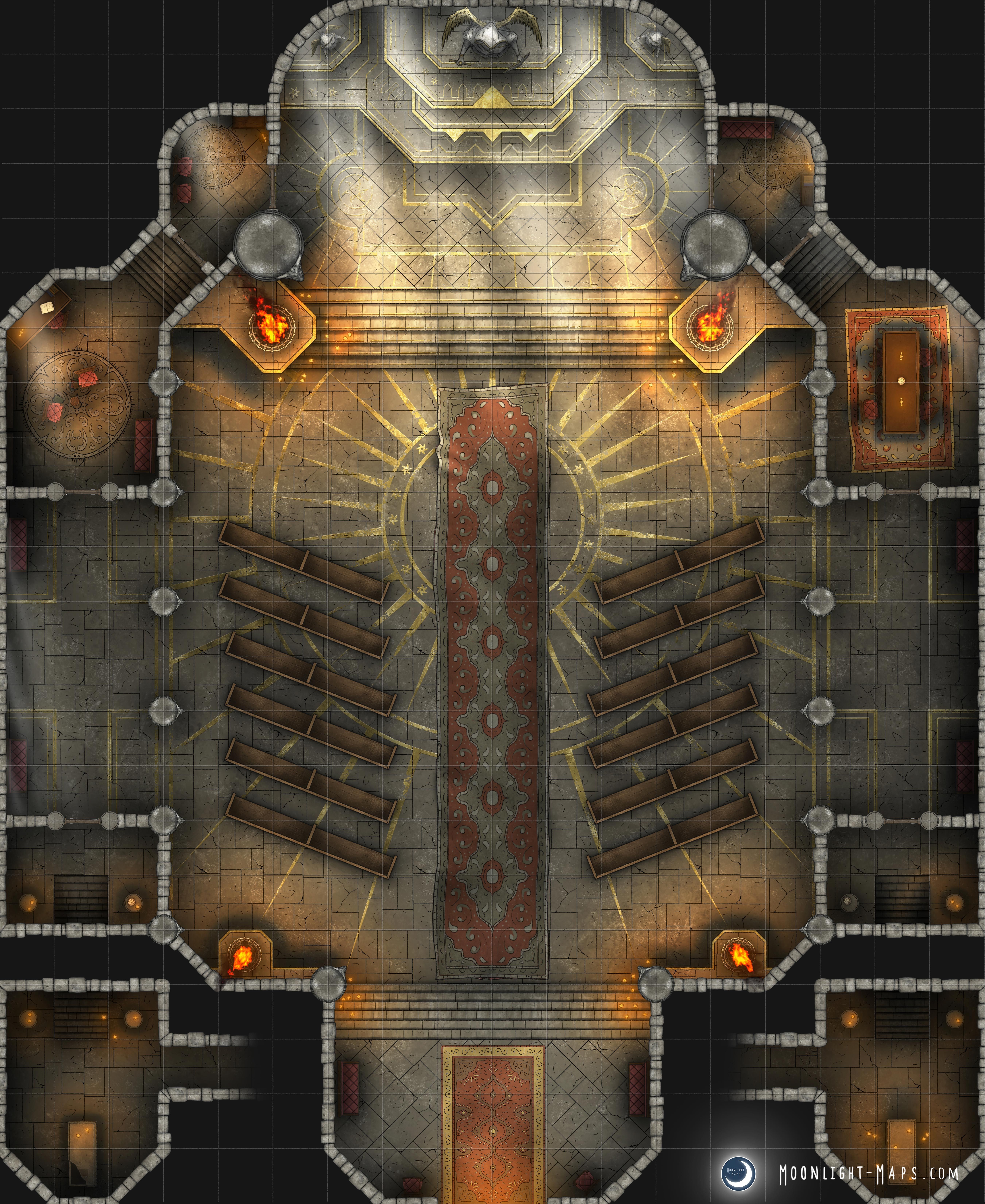 temple map dnd, carte de JDR fantasy (5400×6600 pixels) — battlemap pour Roll20 et Foundry VTT.