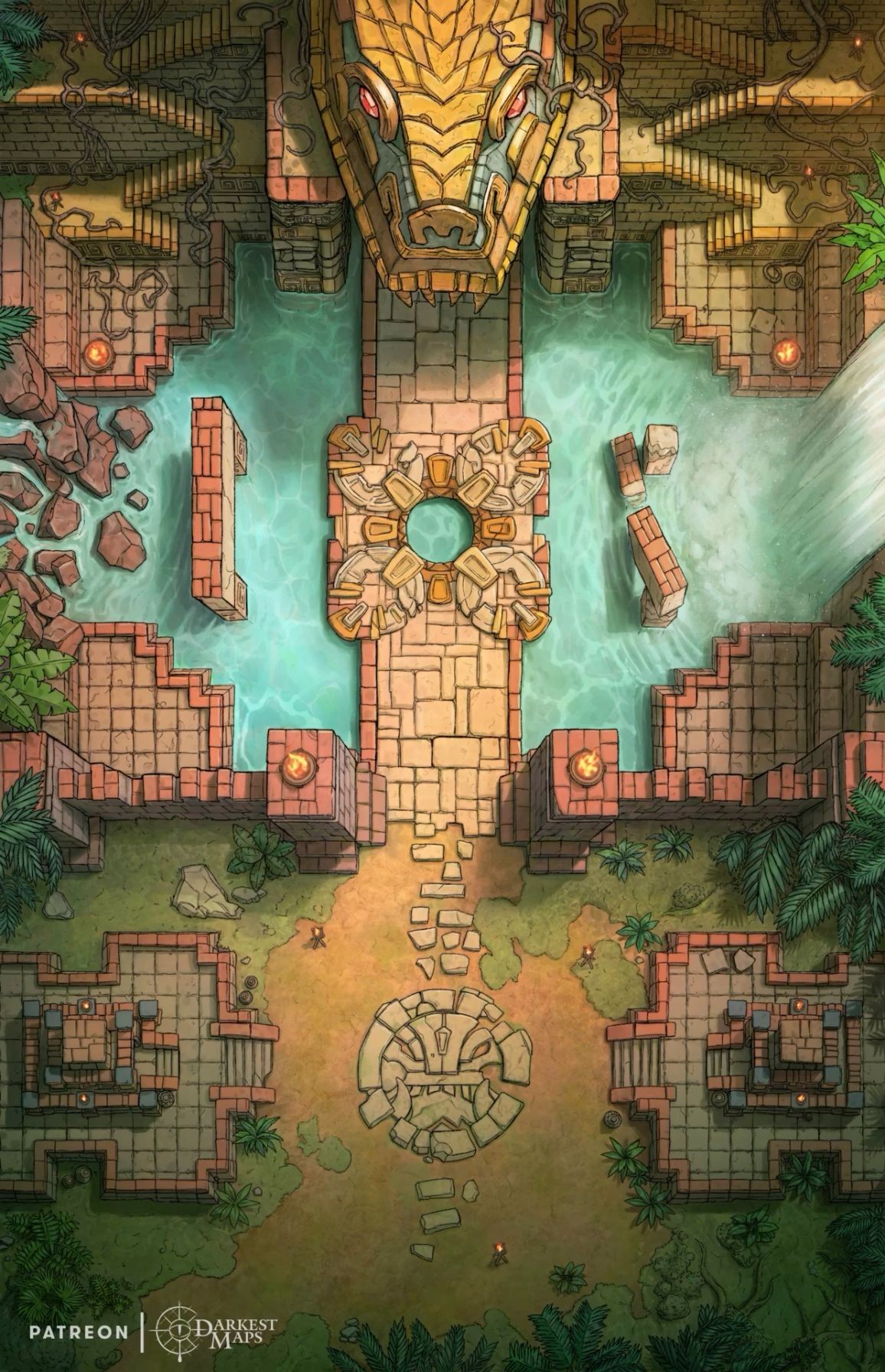 temple map dnd, carte de JDR fantasy (1156×1793 pixels) — battlemap pour Roll20 et Foundry VTT.