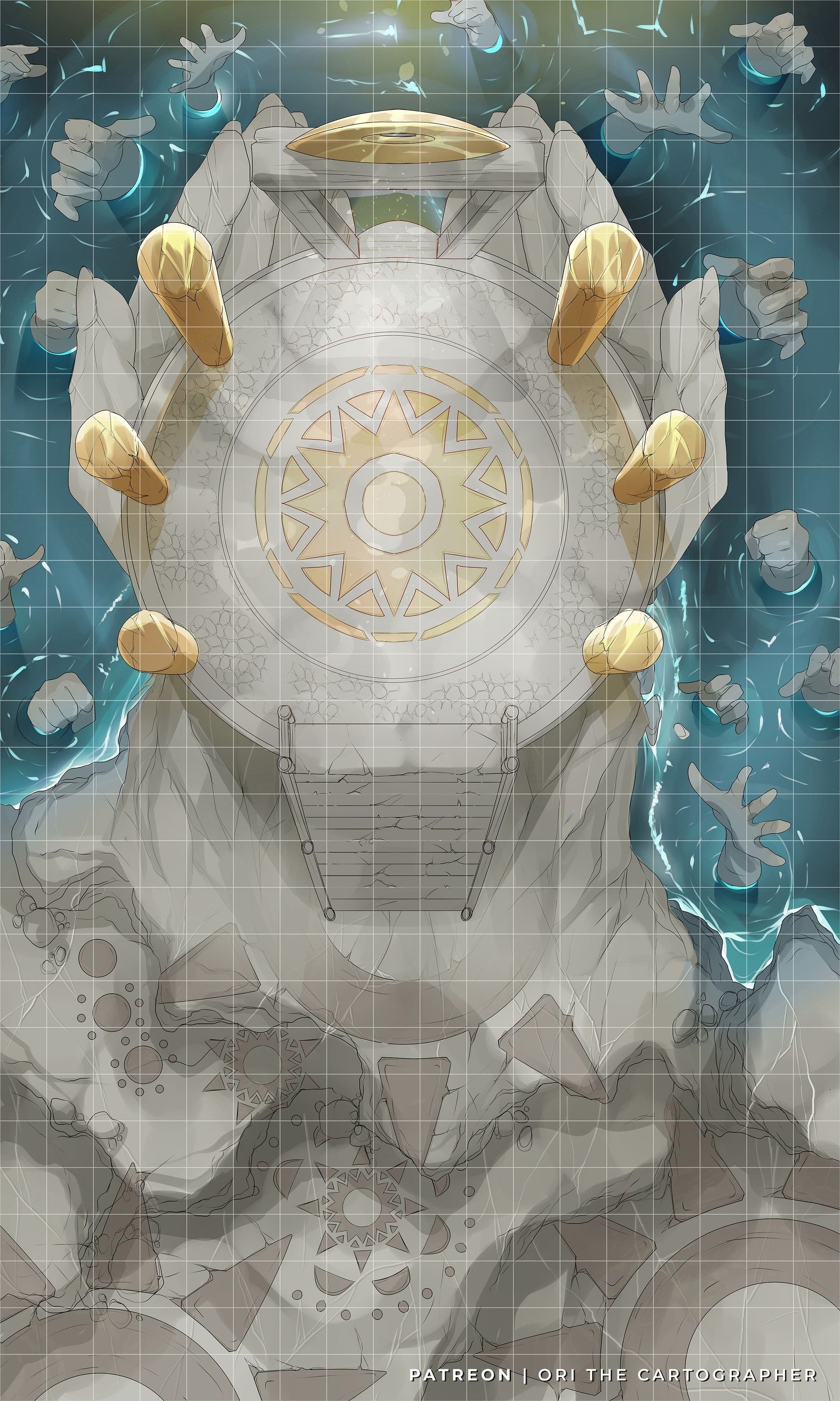 temple map dnd, carte de JDR fantasy (1800×3000 pixels) — battlemap pour Roll20 et Foundry VTT.