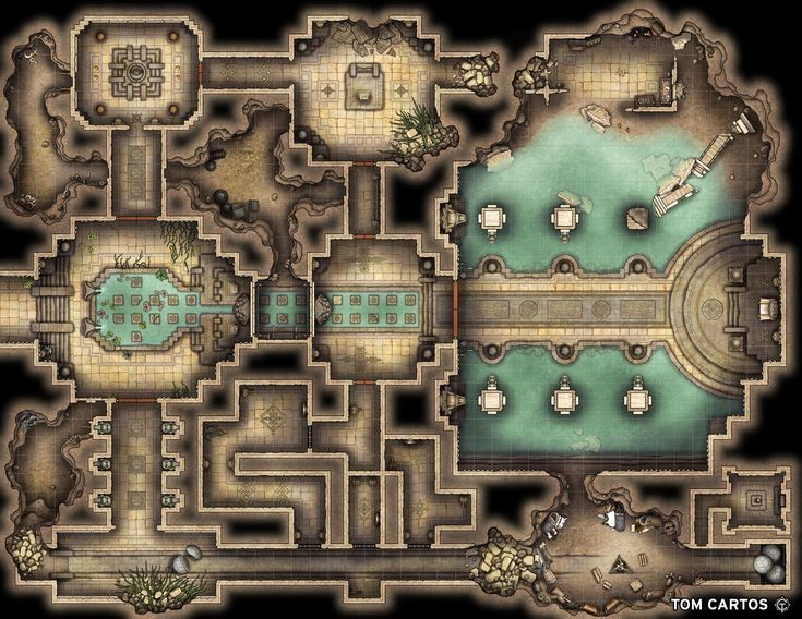 temple map dnd, carte de JDR fantasy (735×568 pixels) — battlemap pour Roll20 et Foundry VTT.