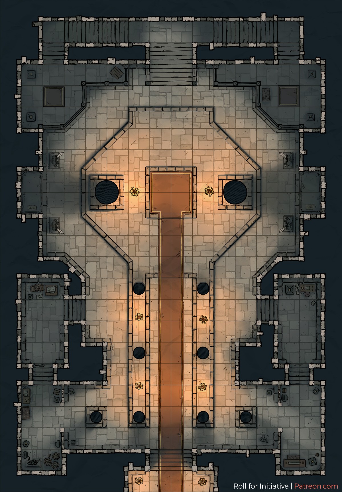 temple map dnd, carte de JDR fantasy (1200×1725 pixels) — battlemap pour Roll20 et Foundry VTT.