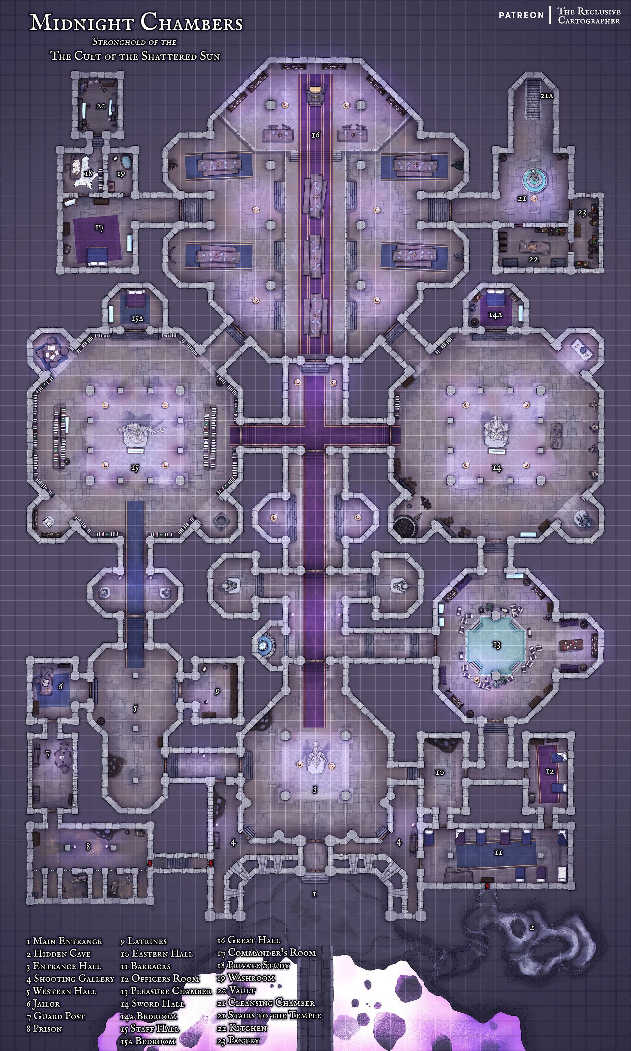 temple map dnd, carte de JDR fantasy (2100×3500 pixels) — battlemap pour Roll20 et Foundry VTT.