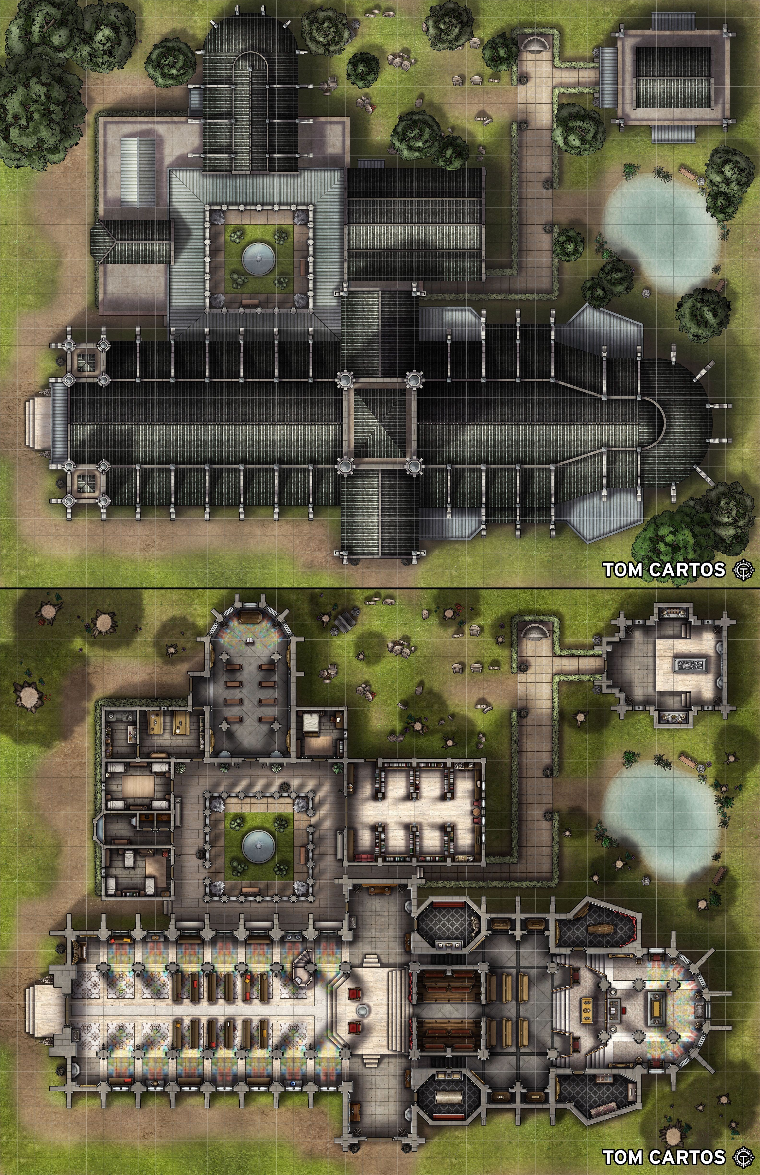 temple map dnd, carte de JDR fantasy (3168×4896 pixels) — battlemap pour Roll20 et Foundry VTT.