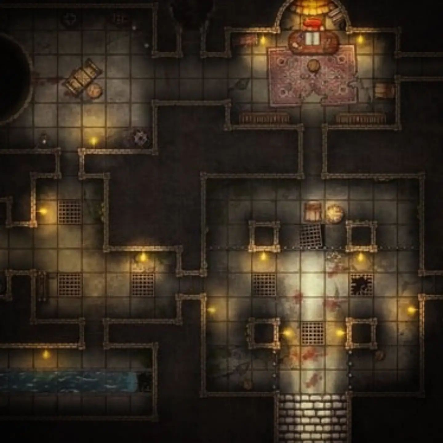 thieves den map dnd, carte de JDR fantasy (1440×1440 pixels) — battlemap pour Roll20 et Foundry VTT.
