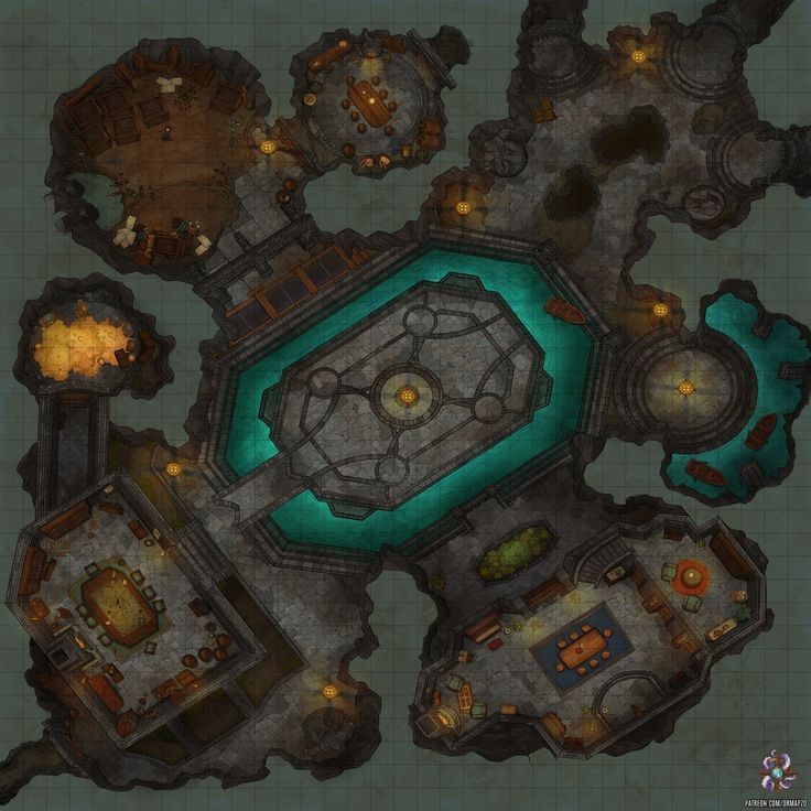 thieves den map dnd, carte de JDR fantasy (736×736 pixels) — battlemap pour Roll20 et Foundry VTT.