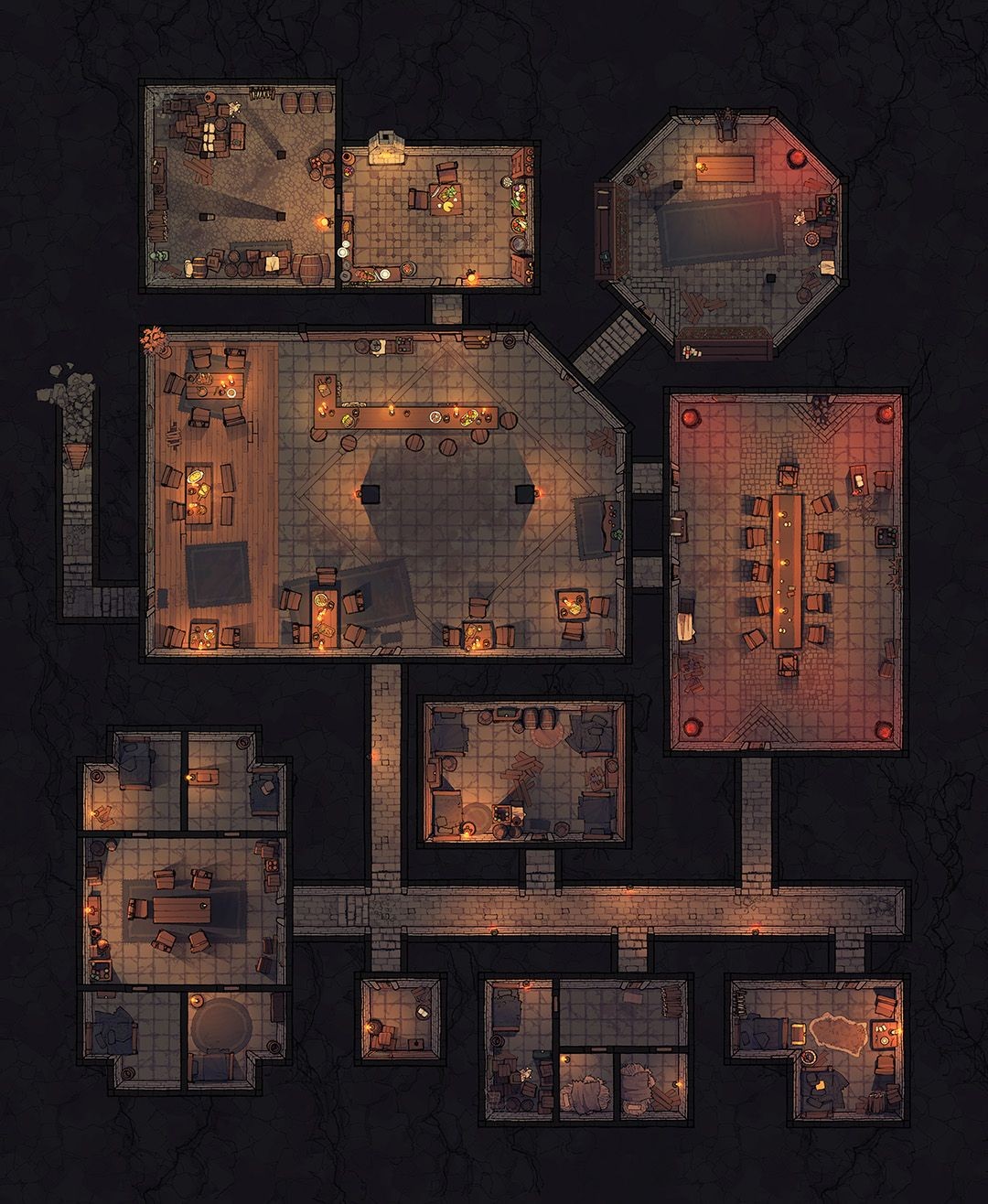 thieves den map dnd, carte de JDR fantasy (1080×1316 pixels) — battlemap pour Roll20 et Foundry VTT.