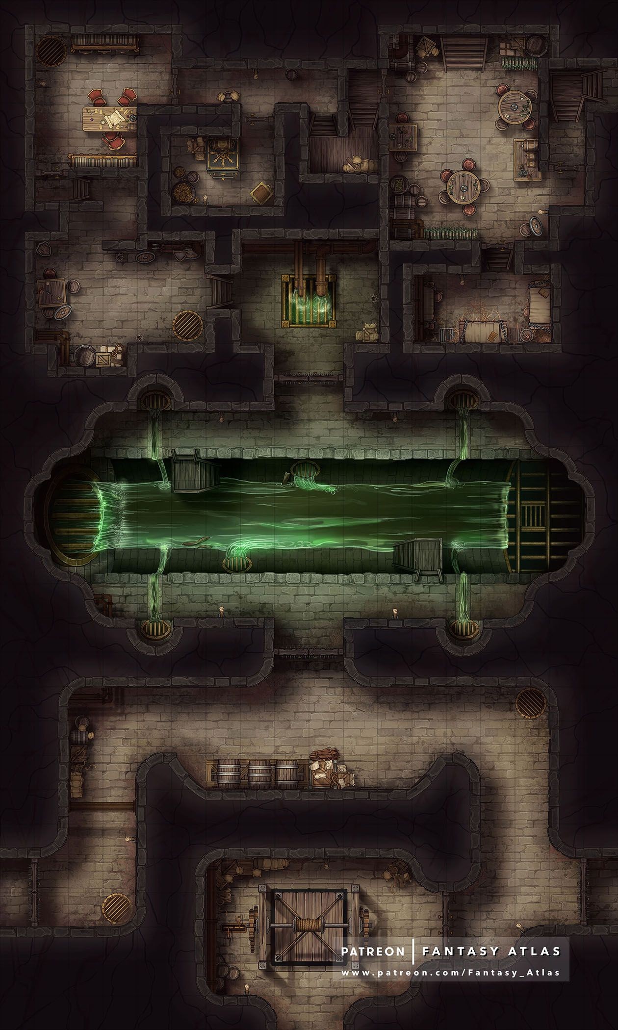 thieves den map dnd, carte de JDR fantasy (1260×2100 pixels) — battlemap pour Roll20 et Foundry VTT.