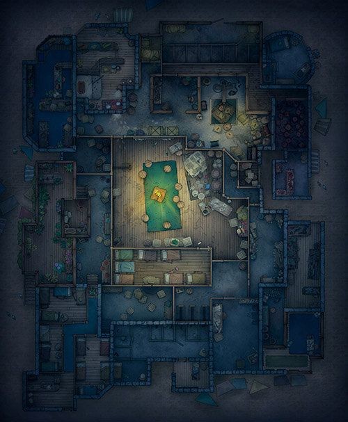thieves den map dnd, carte de JDR fantasy (500×607 pixels) — battlemap pour Roll20 et Foundry VTT.